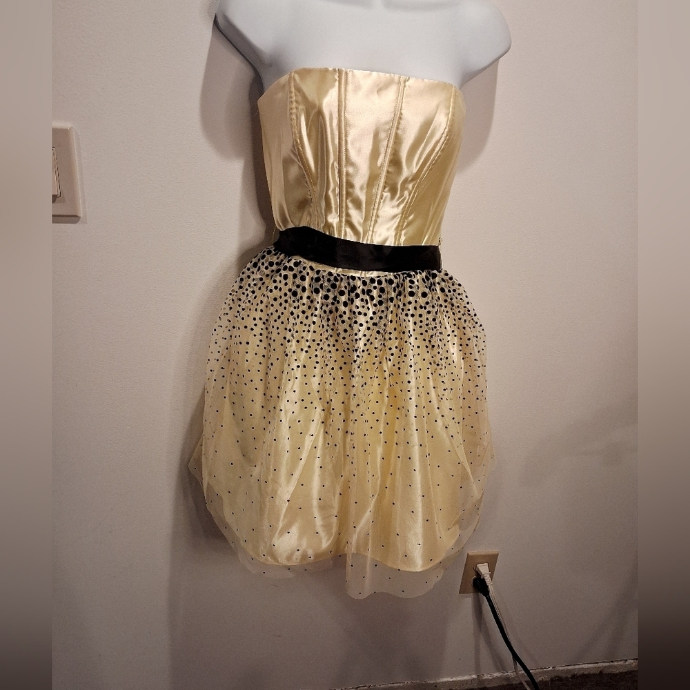 Vintage Gunne Sax Juniors Size 5 Yellow/black Party Mini Dress